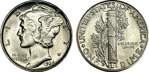Mercury Dime 1936-D obverse