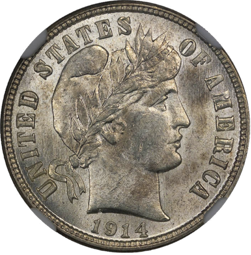 Barber Dime 1916-S obverse