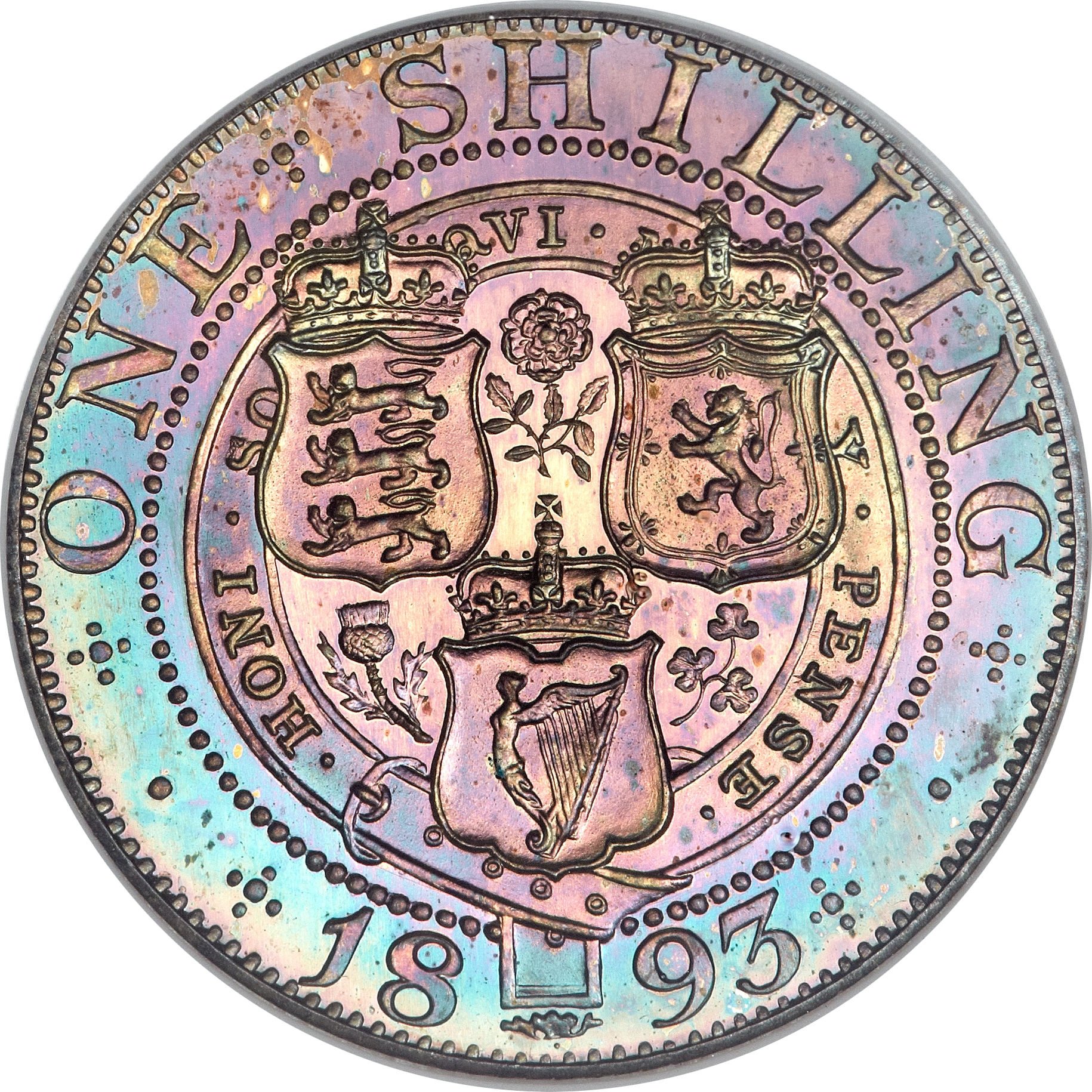 1 Shilling - Victoria 3rd portrait; 'Old Head' reverse