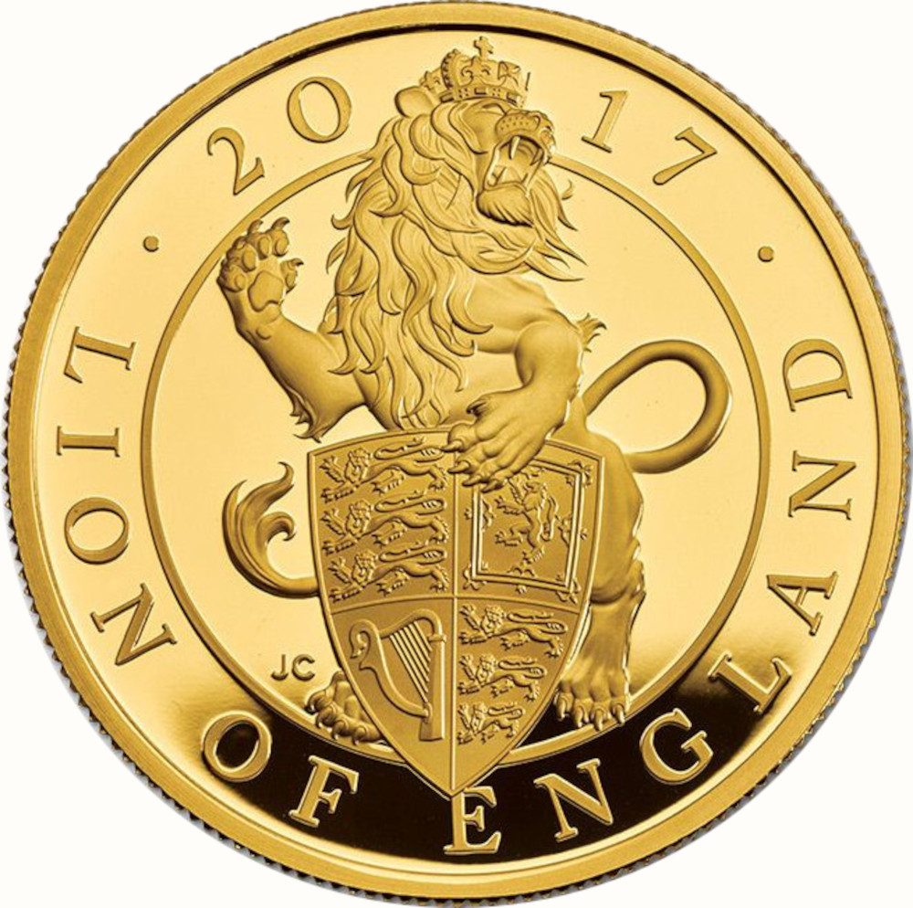 100 Pounds - Elizabeth II Lion of England; Gold Proof reverse