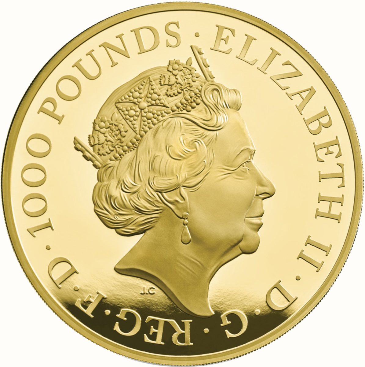 1000 Pounds - Elizabeth II Red Dragon of Wales; Gold Proof obverse
