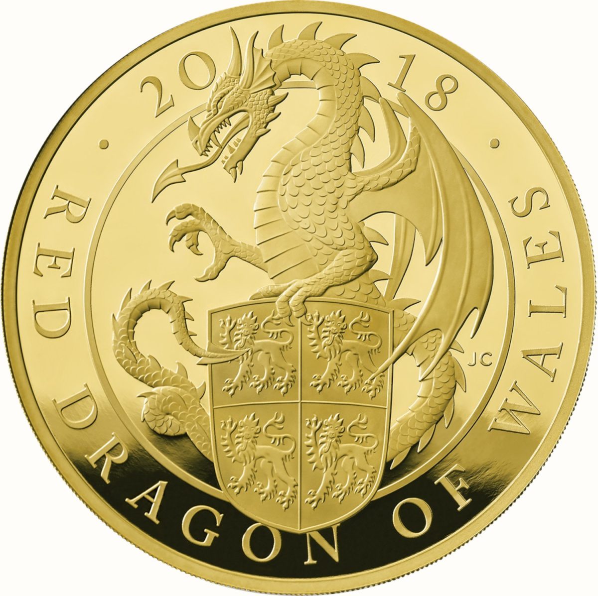 1000 Pounds - Elizabeth II Red Dragon of Wales; Gold Proof