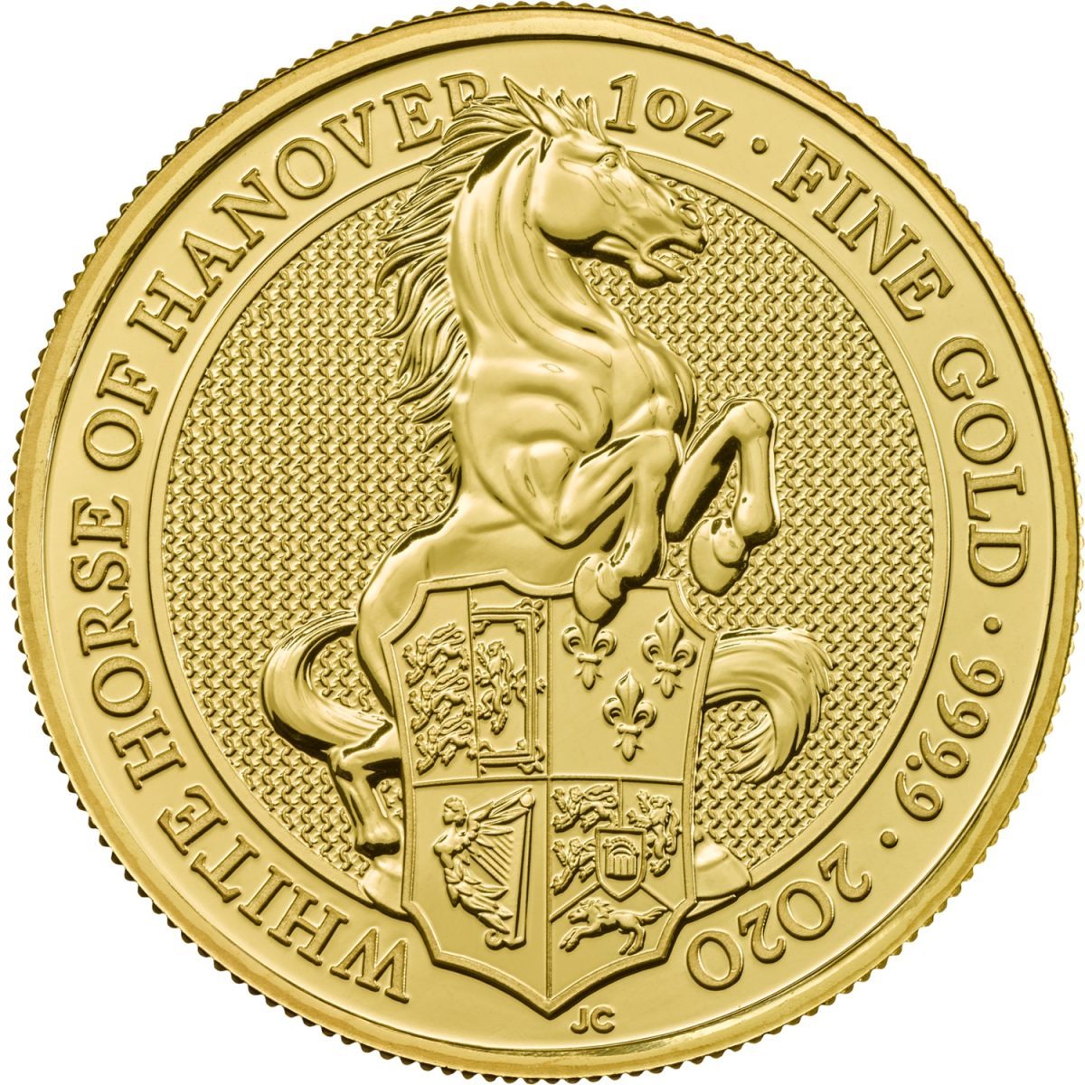 100 Pounds - Elizabeth II White Horse of Hanover; 1 oz Fine Gold reverse