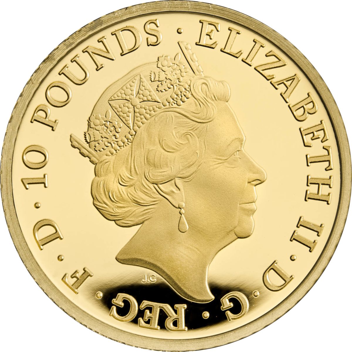 10 Pounds - Elizabeth II 5th portrait; 1/10 oz Fine Gold obverse