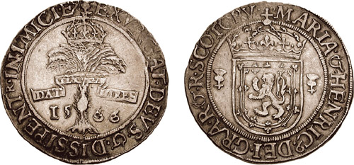 ⅓ Ryal - Mary and Henry Darnley (4th Period, Countermark of 1578) obverse