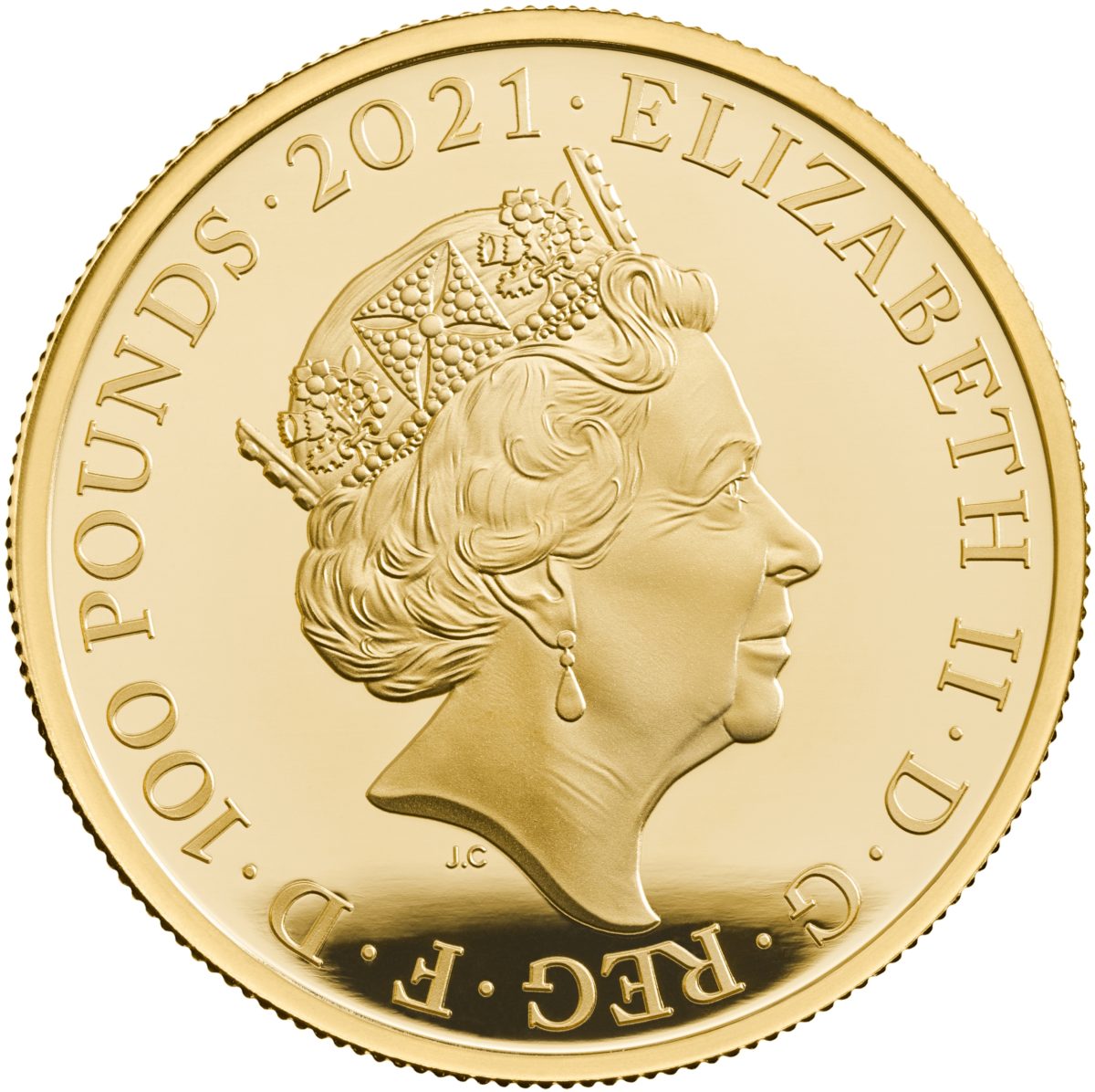 100 Pounds - Elizabeth II The Who; Gold Proof obverse