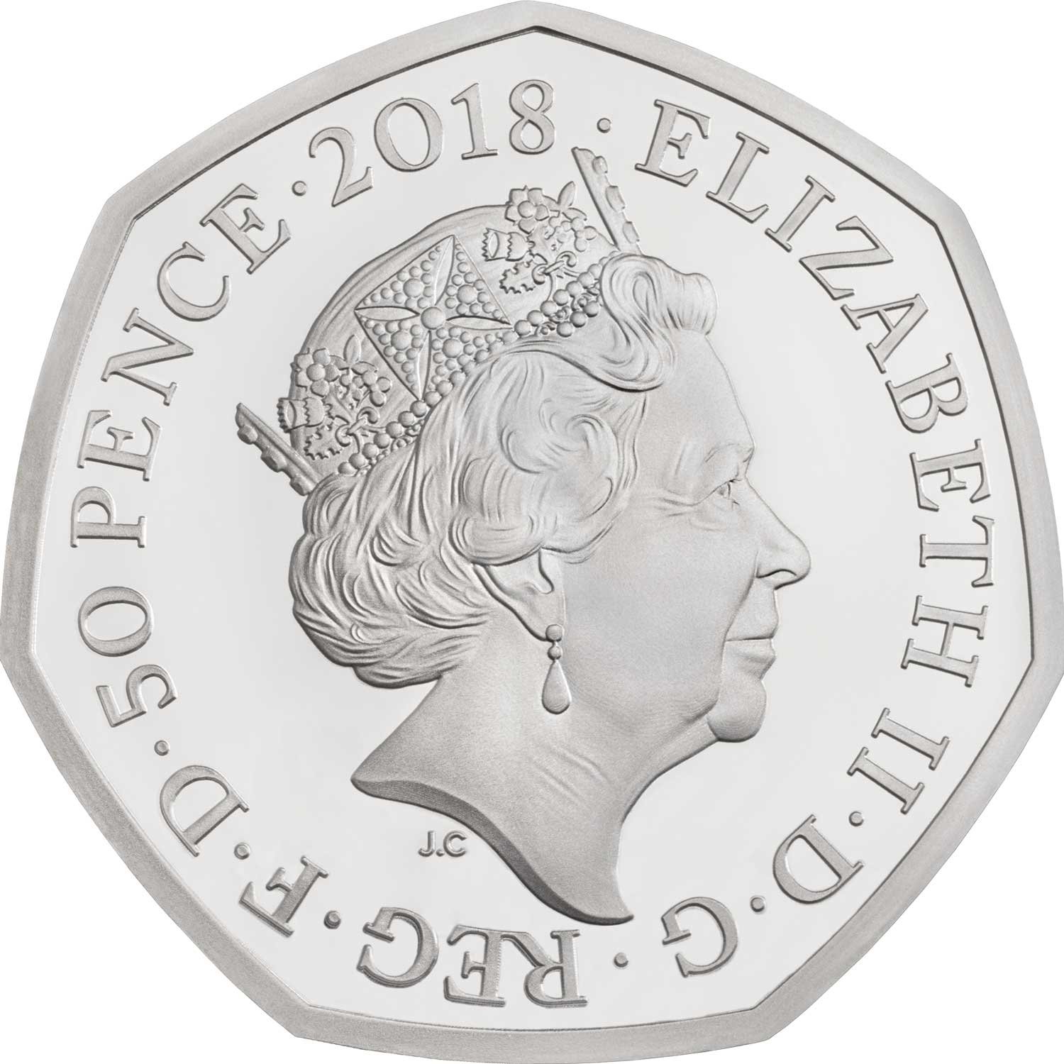 50 Pence - Elizabeth II Paddington at the Station; Silver Proof obverse