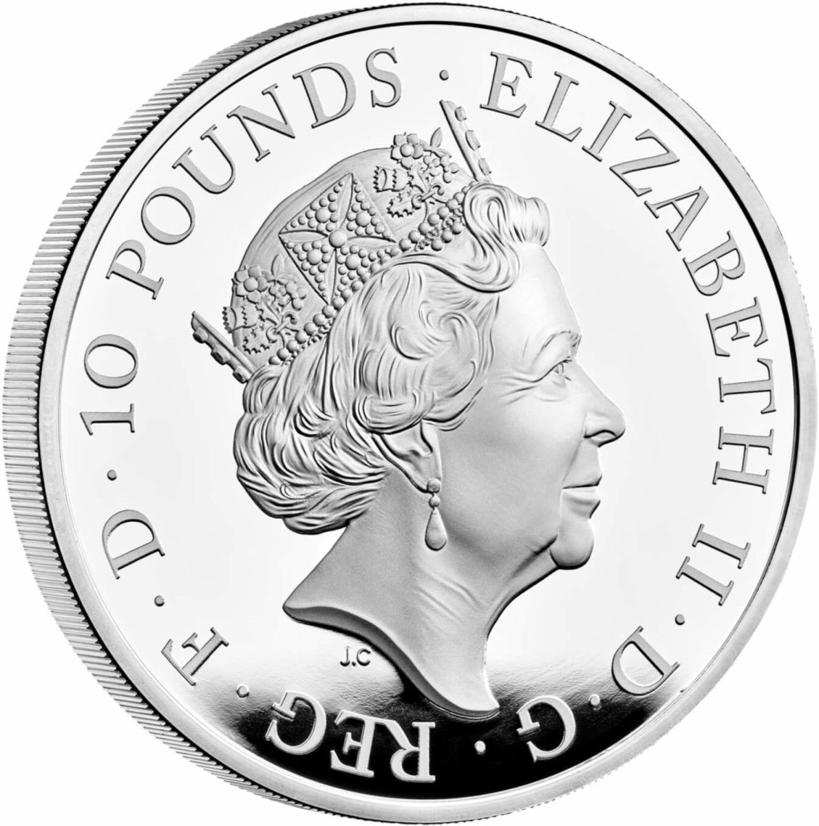 10 Pounds - Elizabeth II Posthumous; Year of the Rabbit; Silver Proof obverse