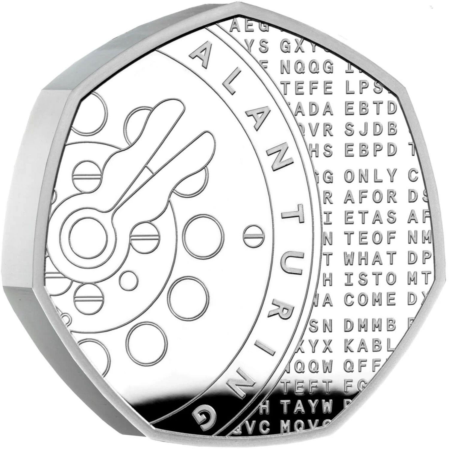 50 Pence - Elizabeth II Alan Turing; Silver Piedfort reverse