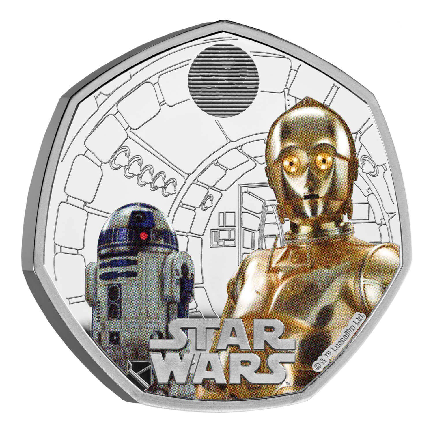 50 Pence - Charles III R2D2 and C3PO; Silver Proof reverse