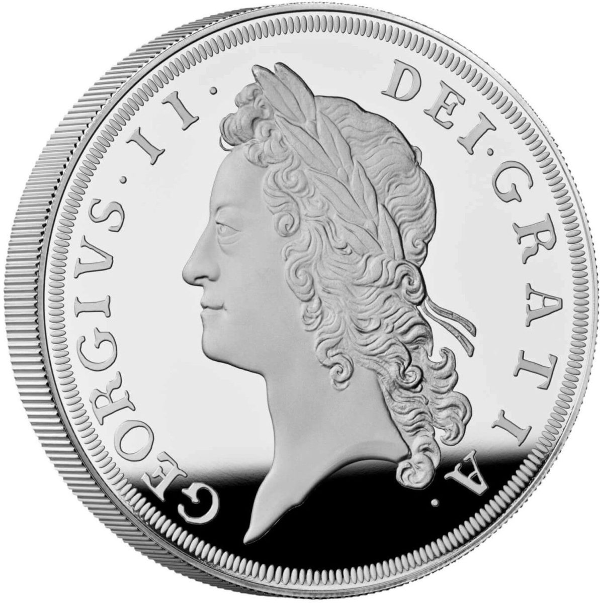 10 Pounds - Charles III George II; Silver Proof reverse