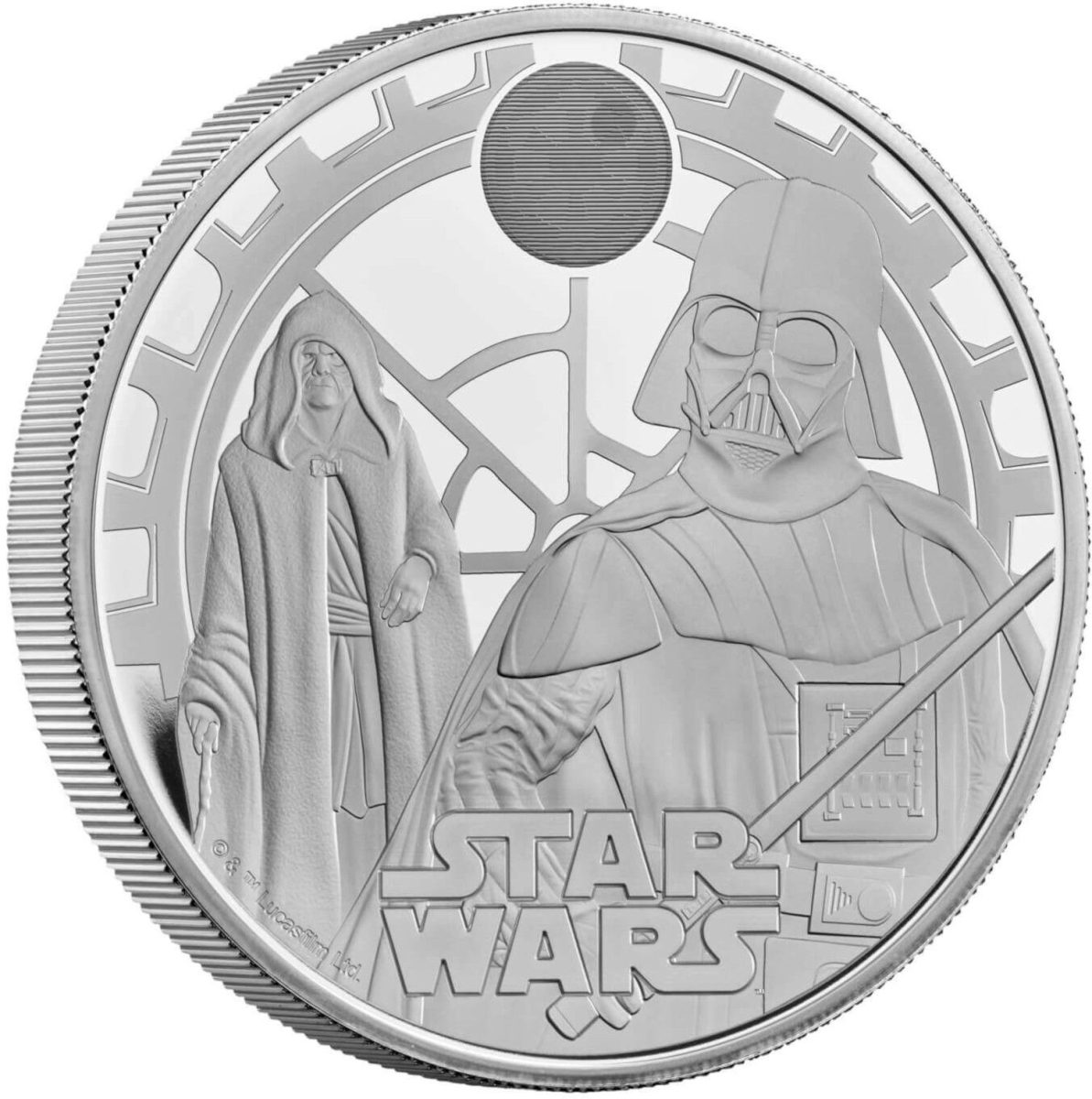 10 Pounds - Charles III Darth Vader and Emperor Palpatine; Silver Proof reverse