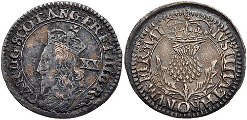 20 Pence - Charles I (3rd Coinage, 4th Issue) obverse