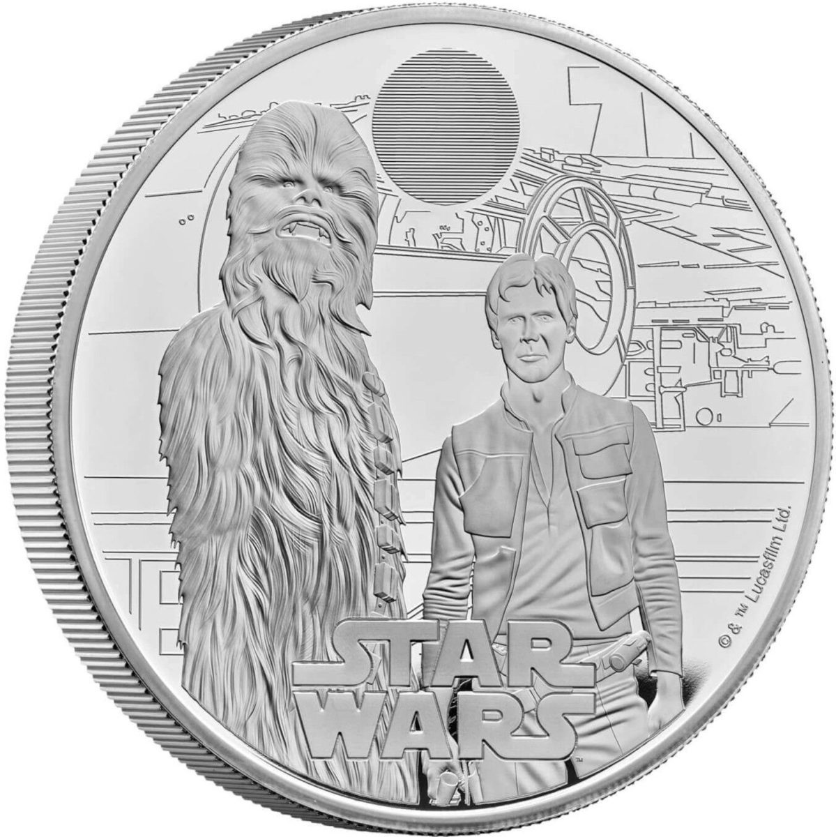 10 Pounds - Charles III Han Solo and Chewbacca; Silver Proof reverse