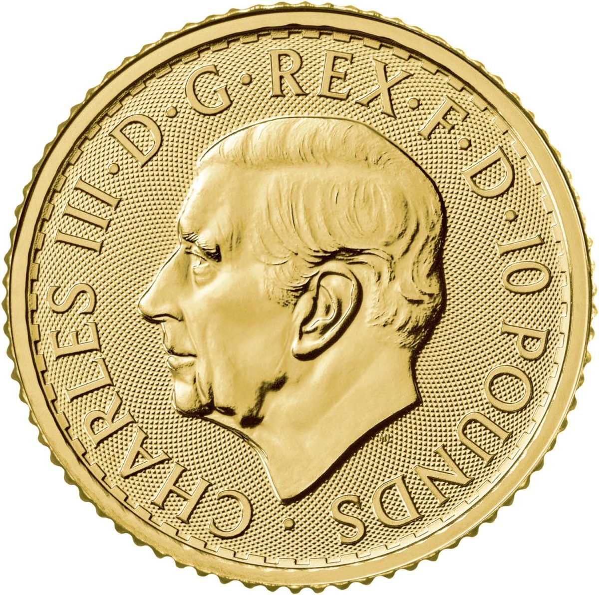 10 Pounds - Charles III Gold Standard; 1/10 oz Fine Gold obverse