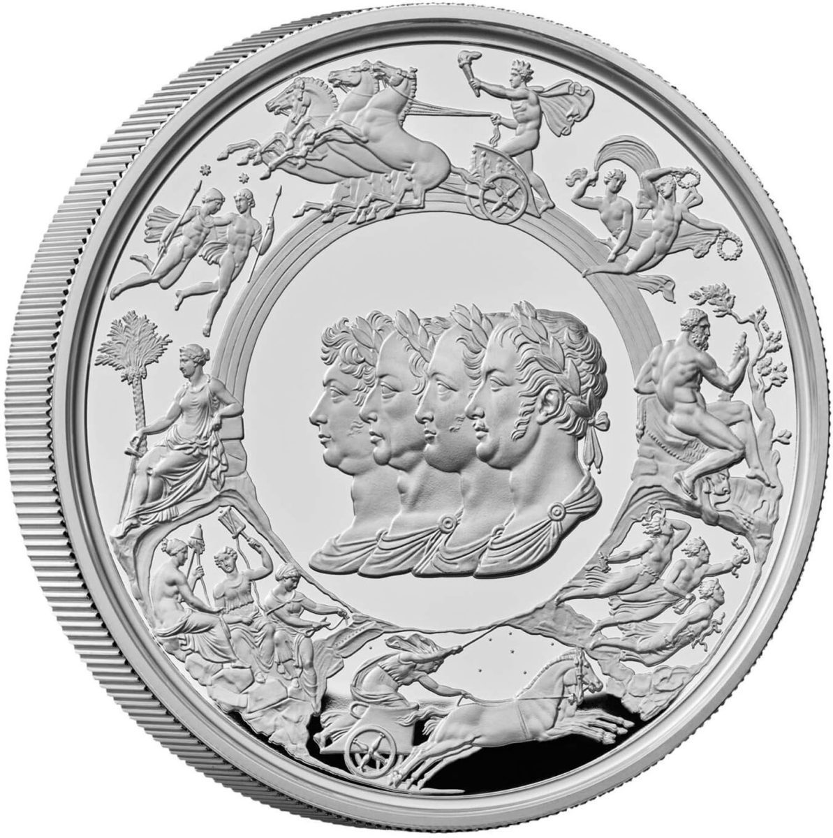 10 Pounds - Charles III Waterloo Medal - Allied Leaders; Silver Proof reverse