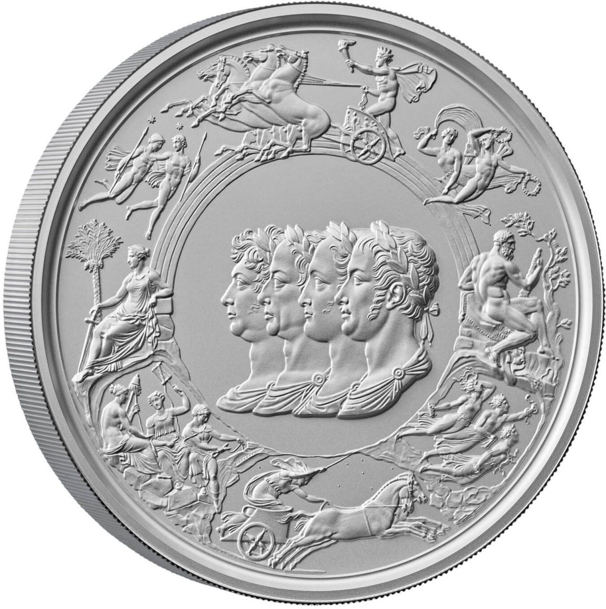 1000 Pounds - Charles III Waterloo Medal - Allied Leaders; Silver Proof