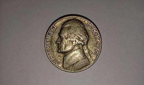 5 Cents "Jefferson Nickel" (Louisiana Purchase) obverse