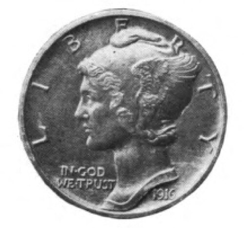 1 Dime "Mercury Dime" obverse
