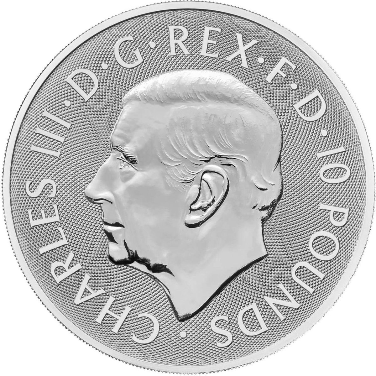 10 Pounds - Charles III (Seymour Panther; 10 oz Fine Silver) obverse