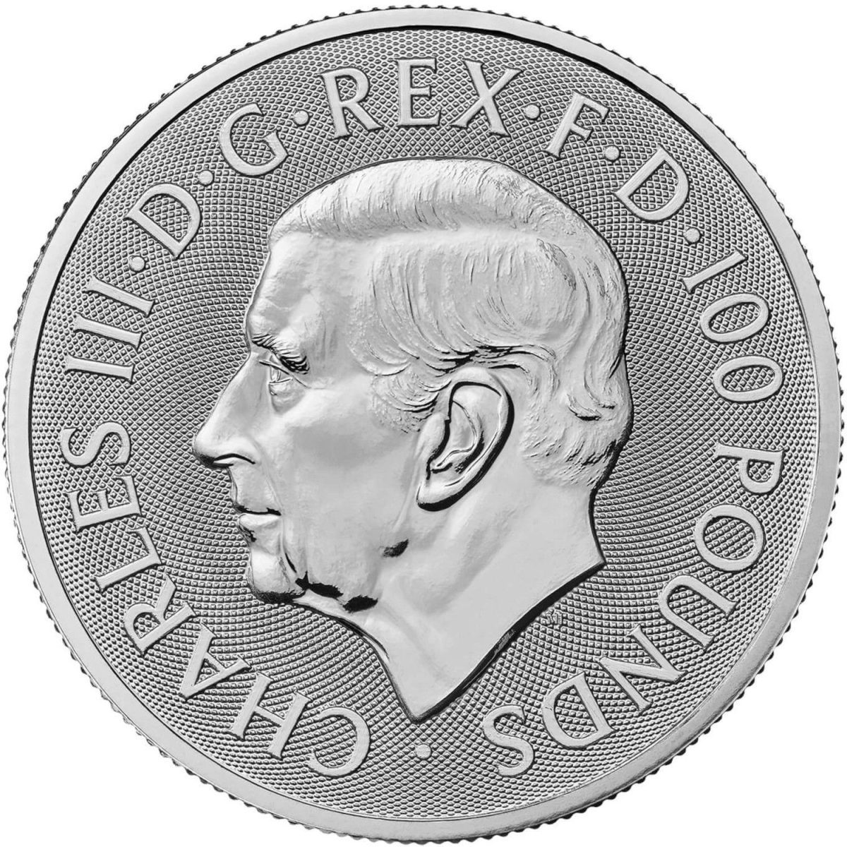 100 Pounds - Charles III (Seymour Panther; 1 oz Fine Platinum) obverse