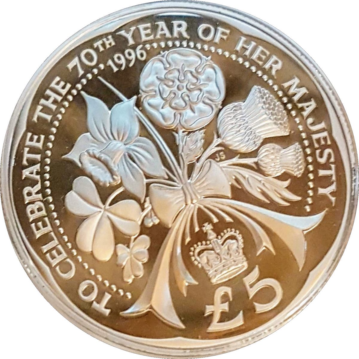 Alderney 5 Pounds - Elizabeth II Queen Elizabeth's 70th Birthday; Silver Proof