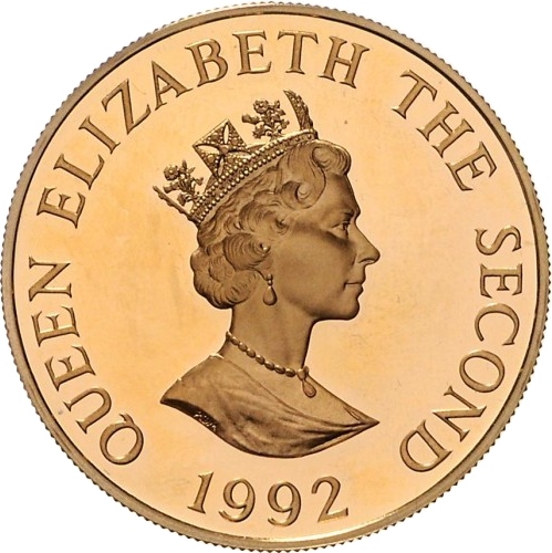 Alderney 2 Pounds - Elizabeth II 40th Anniversary of Queen's Reign; Gold Proof Issue obverse