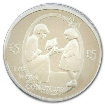 Alderney 5 Pounds - Elizabeth II Diana; Silver Proof