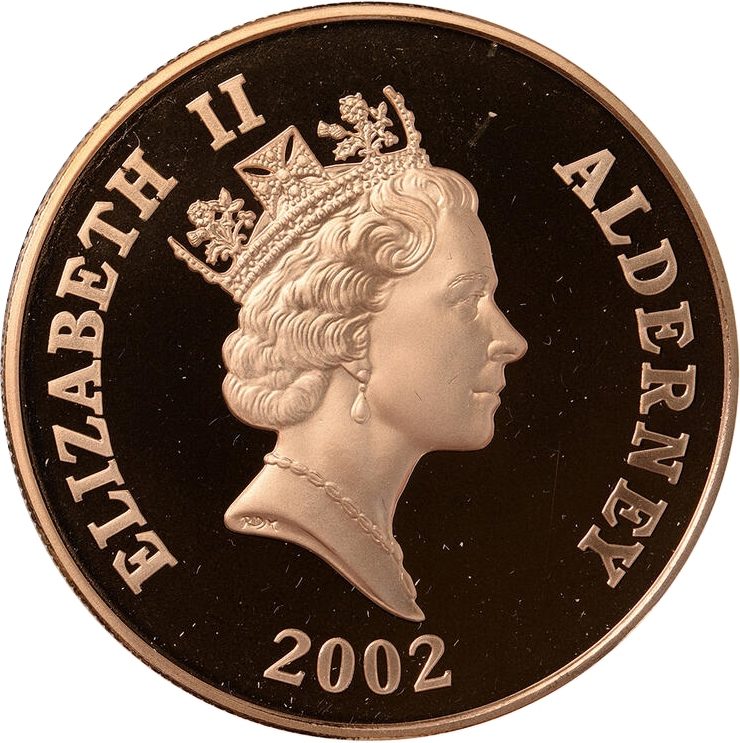 Alderney 5 Pounds - Elizabeth II Duke of Wellington; Gold Proof obverse