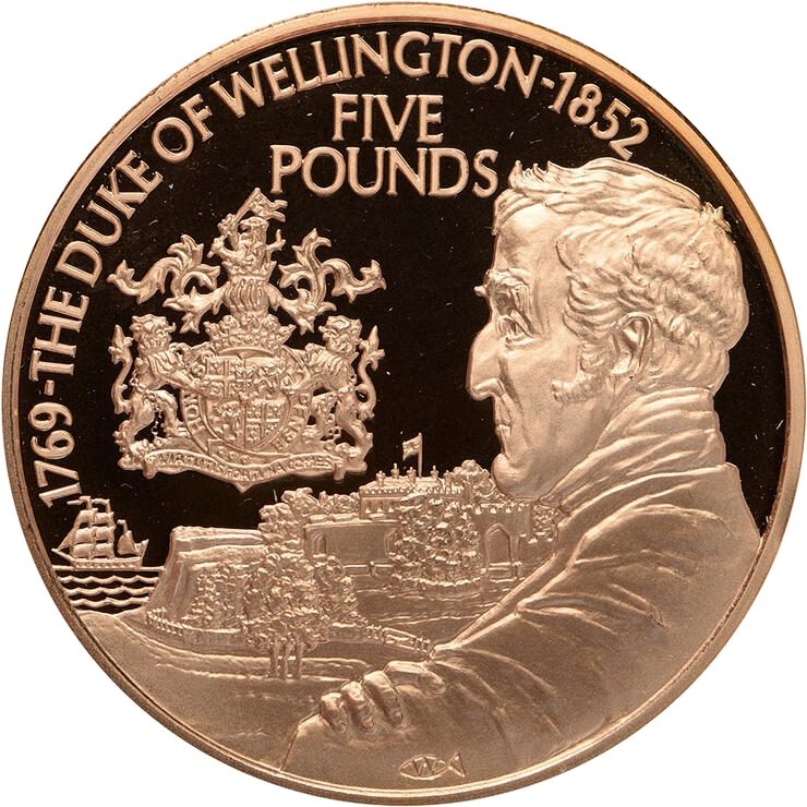 Alderney 5 Pounds - Elizabeth II Duke of Wellington; Gold Proof