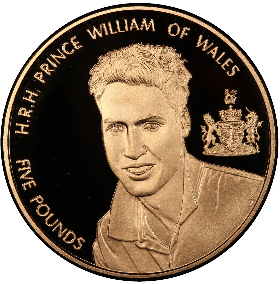 Alderney 5 Pounds - Elizabeth II Prince William; Gold Proof Issue reverse
