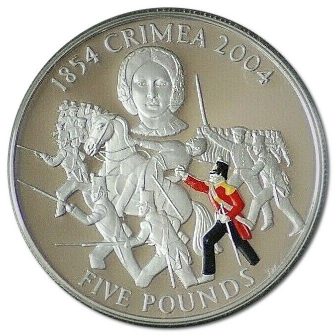 Alderney 5 Pounds - Elizabeth II Crimean War; Silver Proof Issue