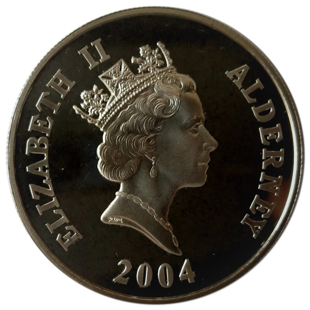 Alderney 5 Pounds - Elizabeth II The Rocket; Silver Proof obverse