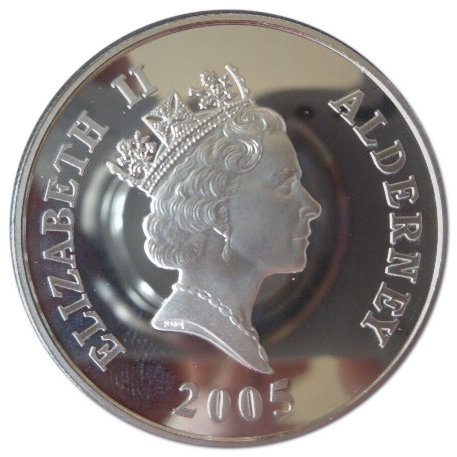 Alderney 5 Pounds - Elizabeth II Sir Winston Churchill; Silver Proof obverse