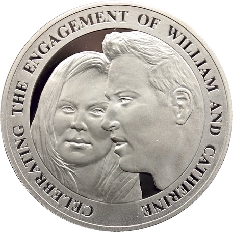 Alderney 5 Pounds - Elizabeth II Engagement of Prince William and Catherine Middleton; Silver Proof