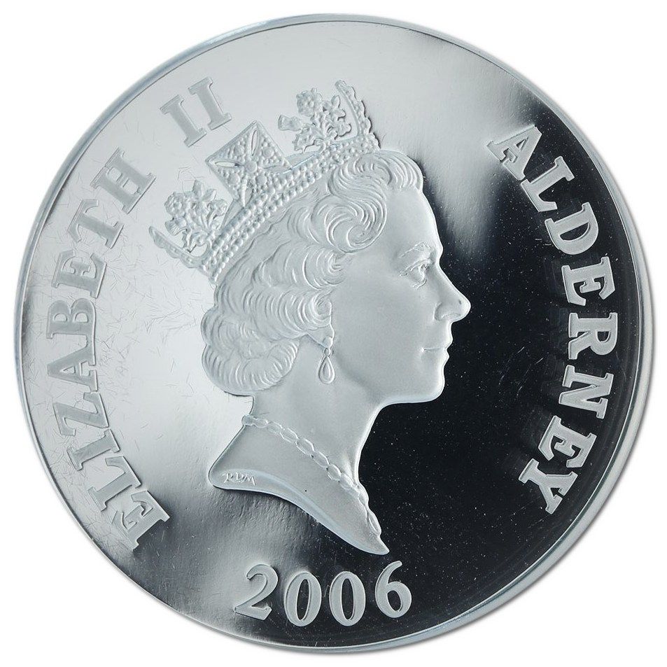 Alderney 5 Pounds - Elizabeth II William Shakespeare; Silver Proof obverse