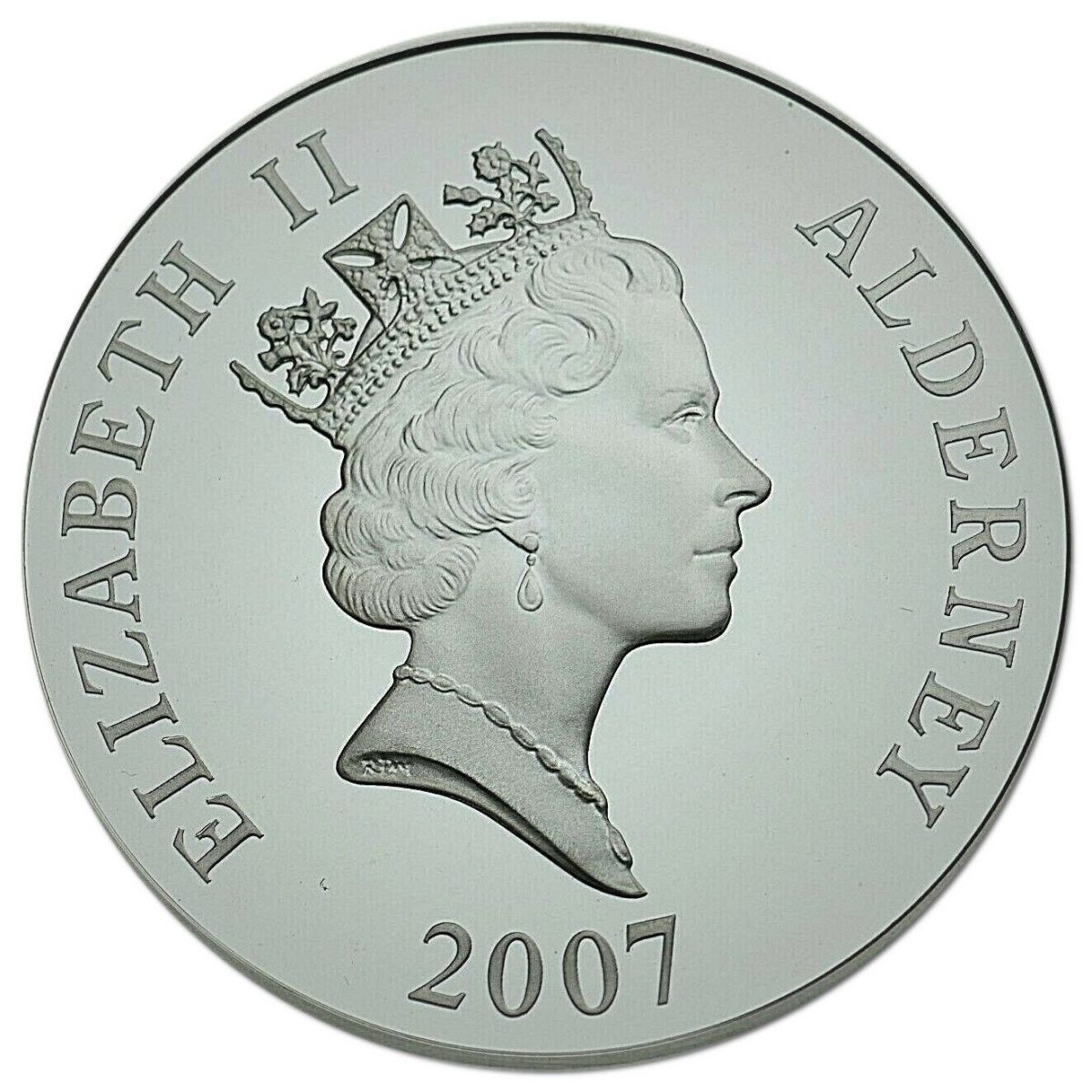 Alderney 5 Pounds - Elizabeth II Sir Edward Elgar; Silver Proof Issue obverse