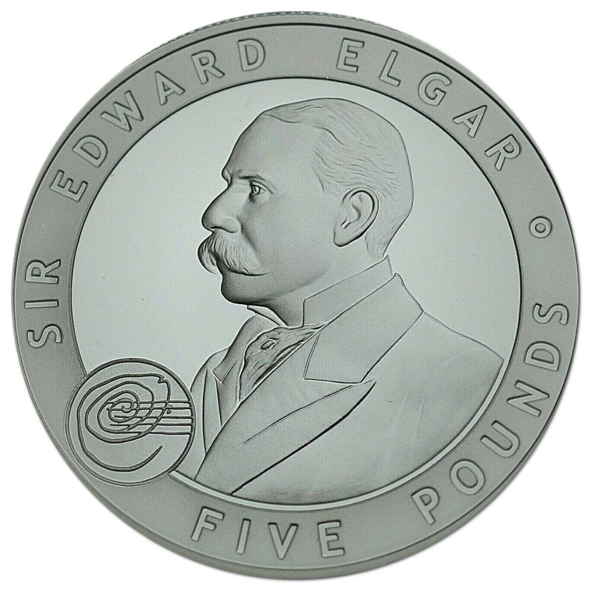 Alderney 5 Pounds - Elizabeth II Sir Edward Elgar; Silver Proof Issue reverse
