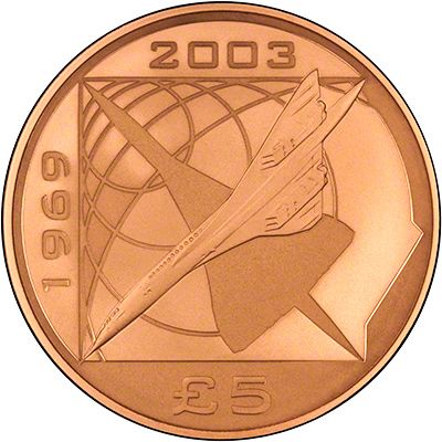 Alderney 5 Pounds - Elizabeth II Concorde; Gold Proof