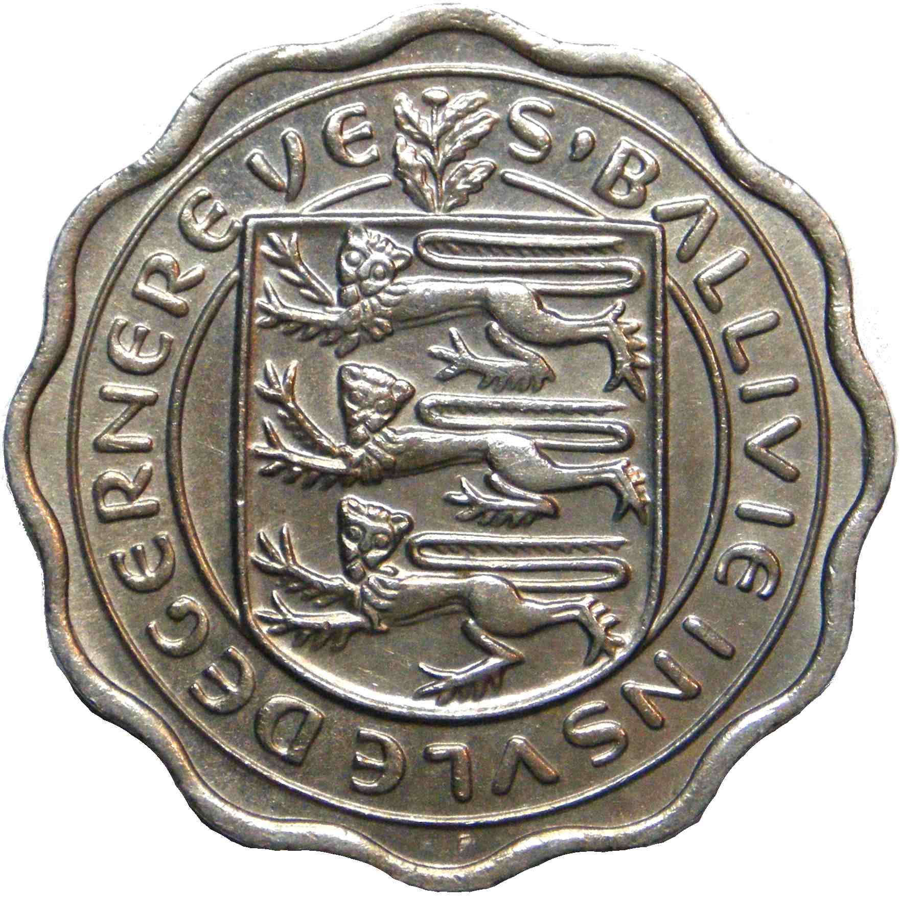 Guernsey 3 Pence - Elizabeth II Thin Flan obverse
