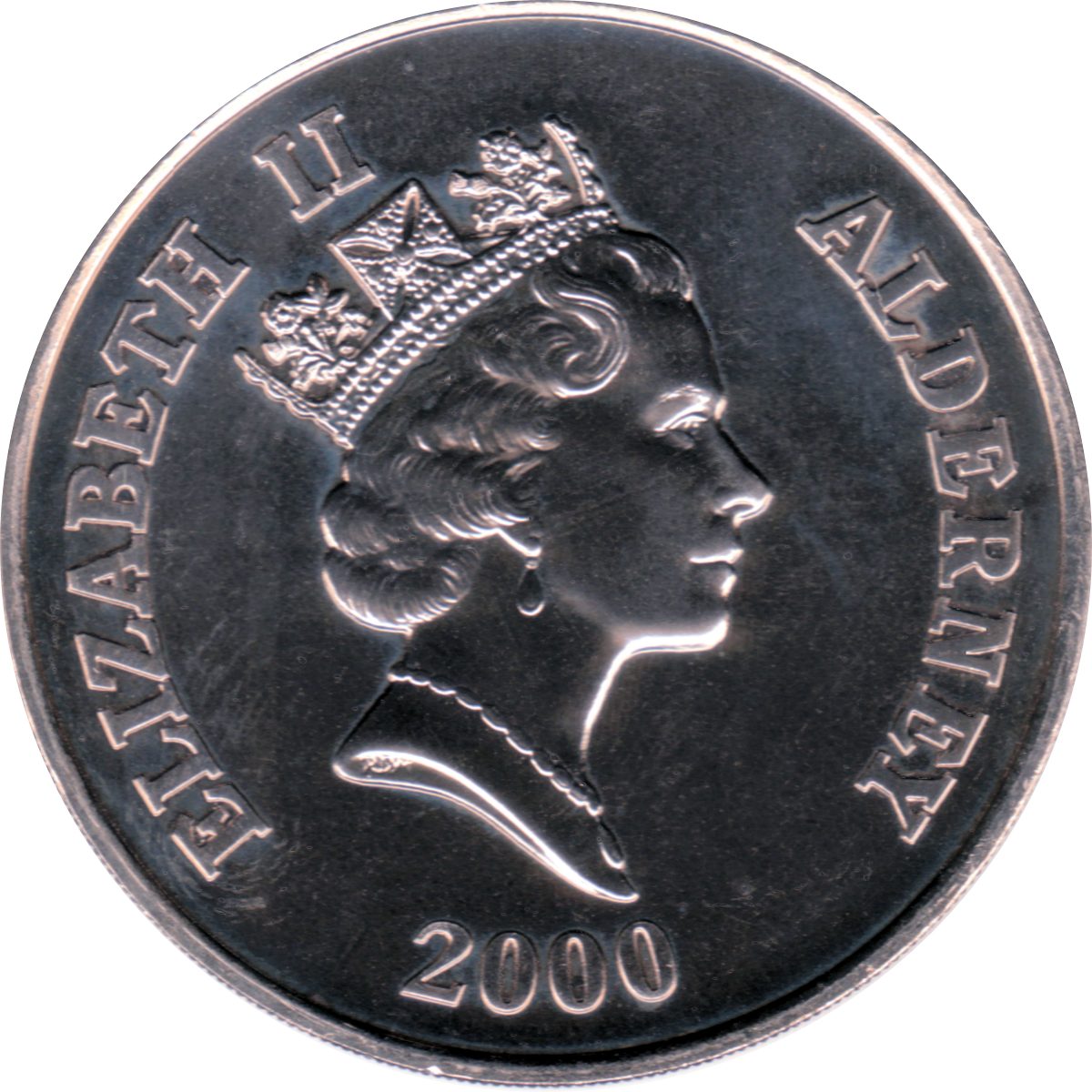 Alderney 5 Pounds - Elizabeth II Battle of Britain obverse