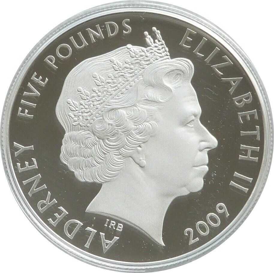 Alderney 5 Pounds - Elizabeth II Land Rover obverse