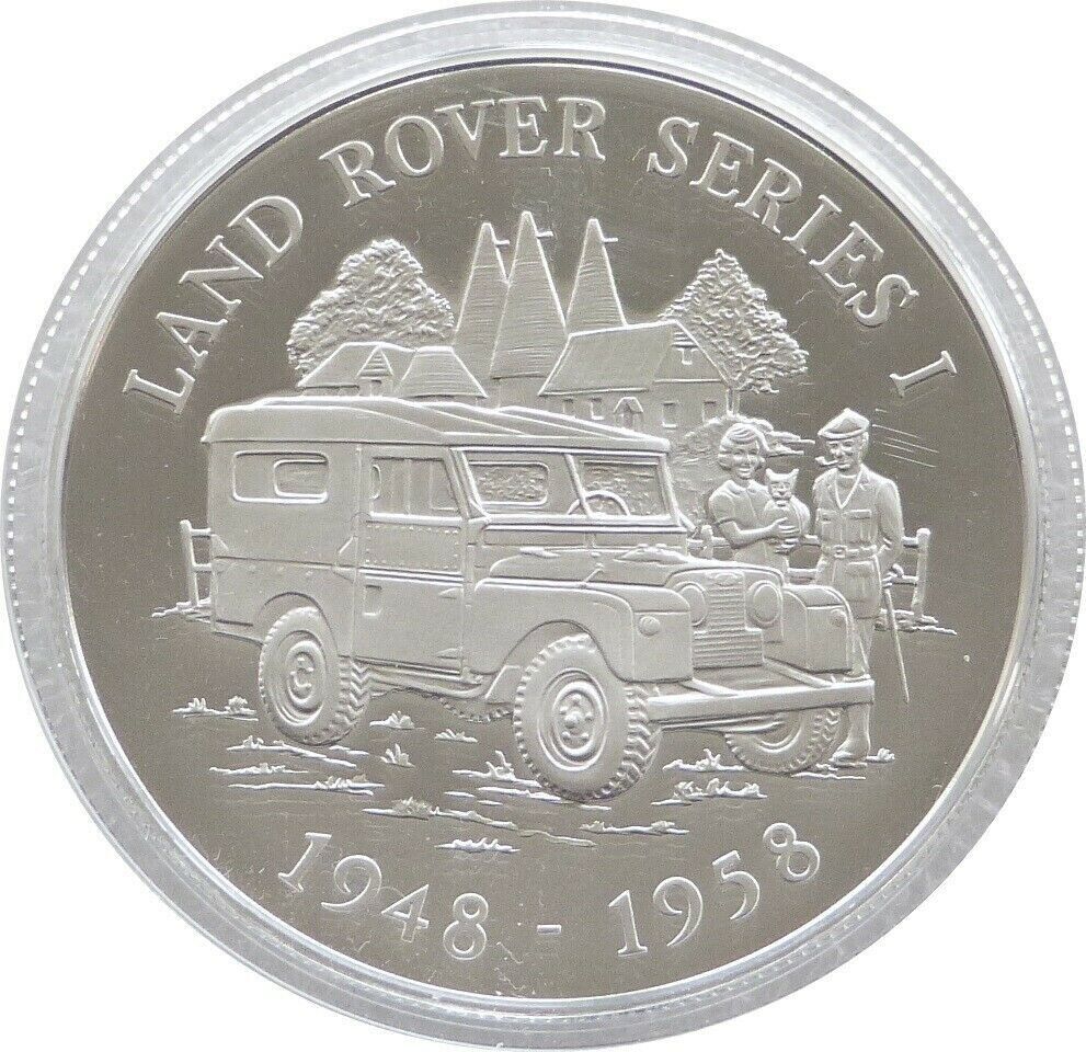 Alderney 5 Pounds - Elizabeth II Land Rover reverse