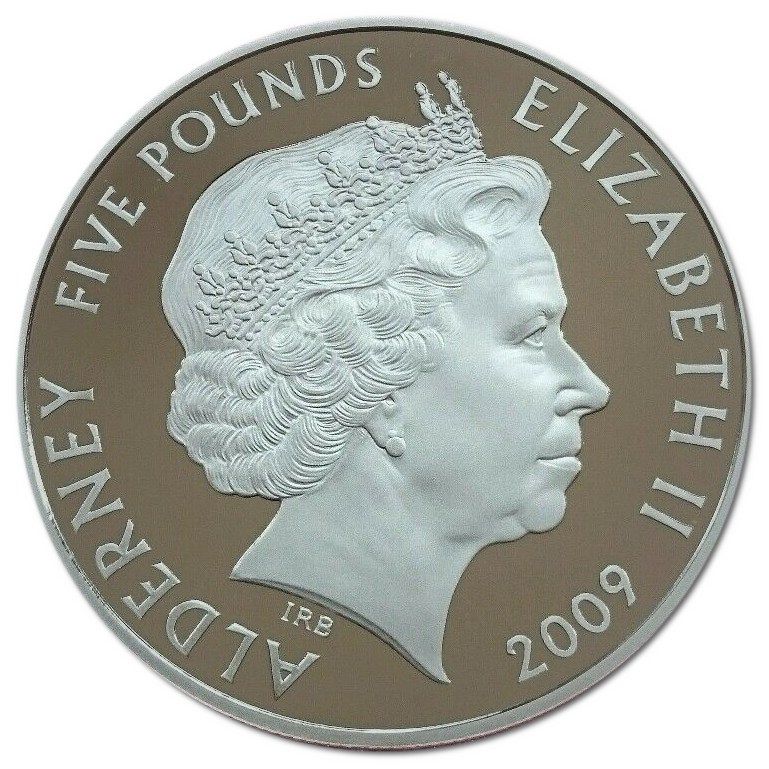 Alderney 5 Pounds - Elizabeth II Bentley R Continental obverse