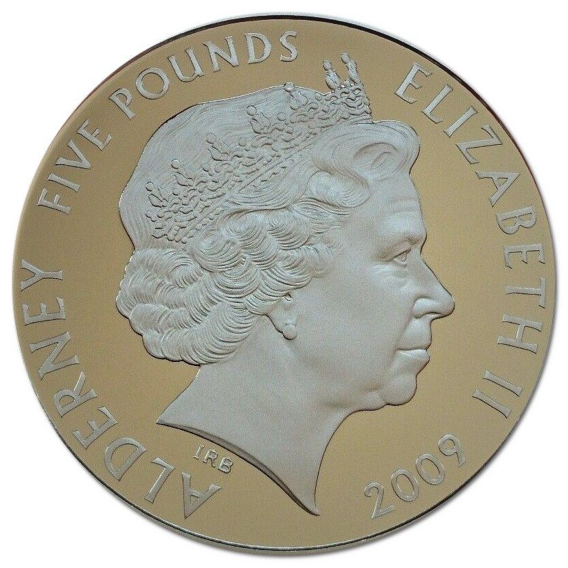 Alderney 5 Pounds - Elizabeth II Hillman Imp obverse