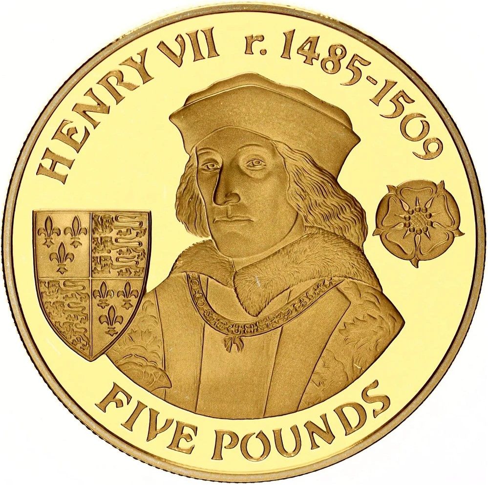 Alderney 5 Pounds - Elizabeth II Henry VII reverse