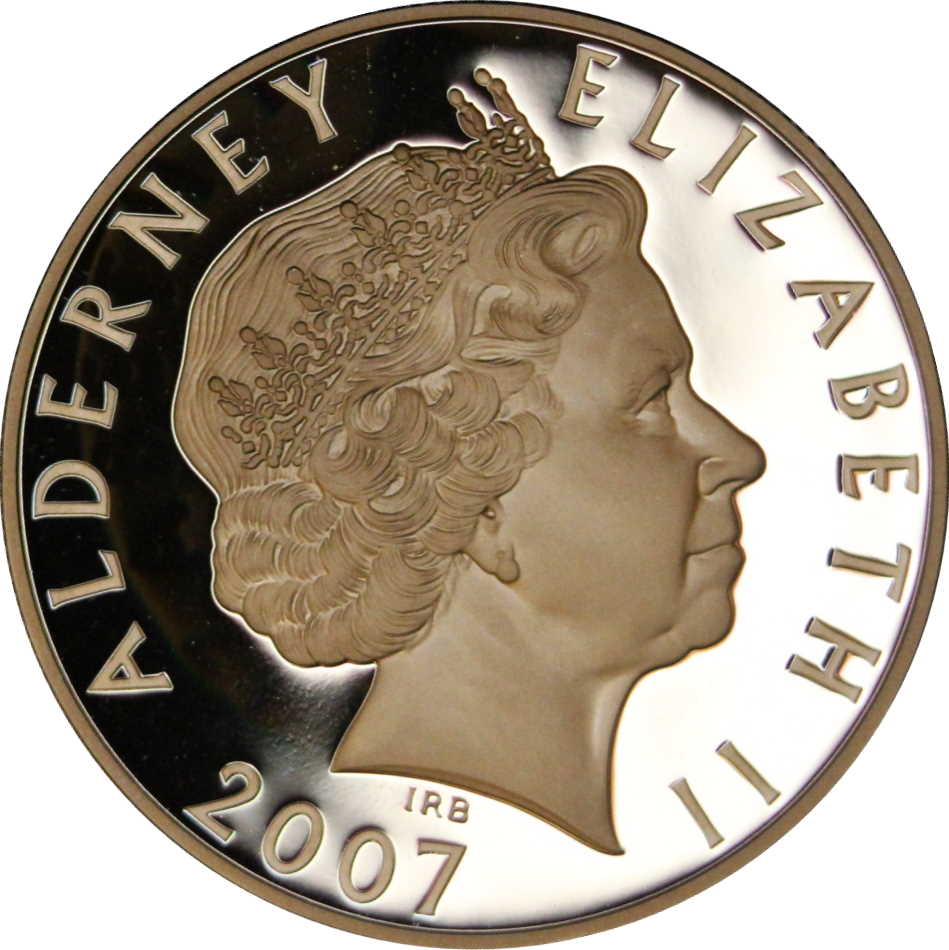 Alderney 5 Pounds - Elizabeth II Henry VIII obverse