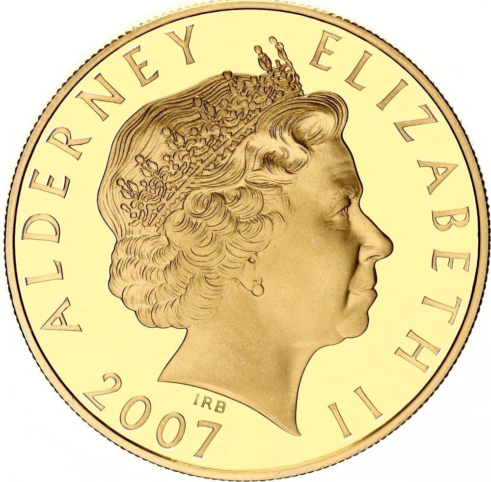 Alderney 5 Pounds - Elizabeth II Charles I obverse