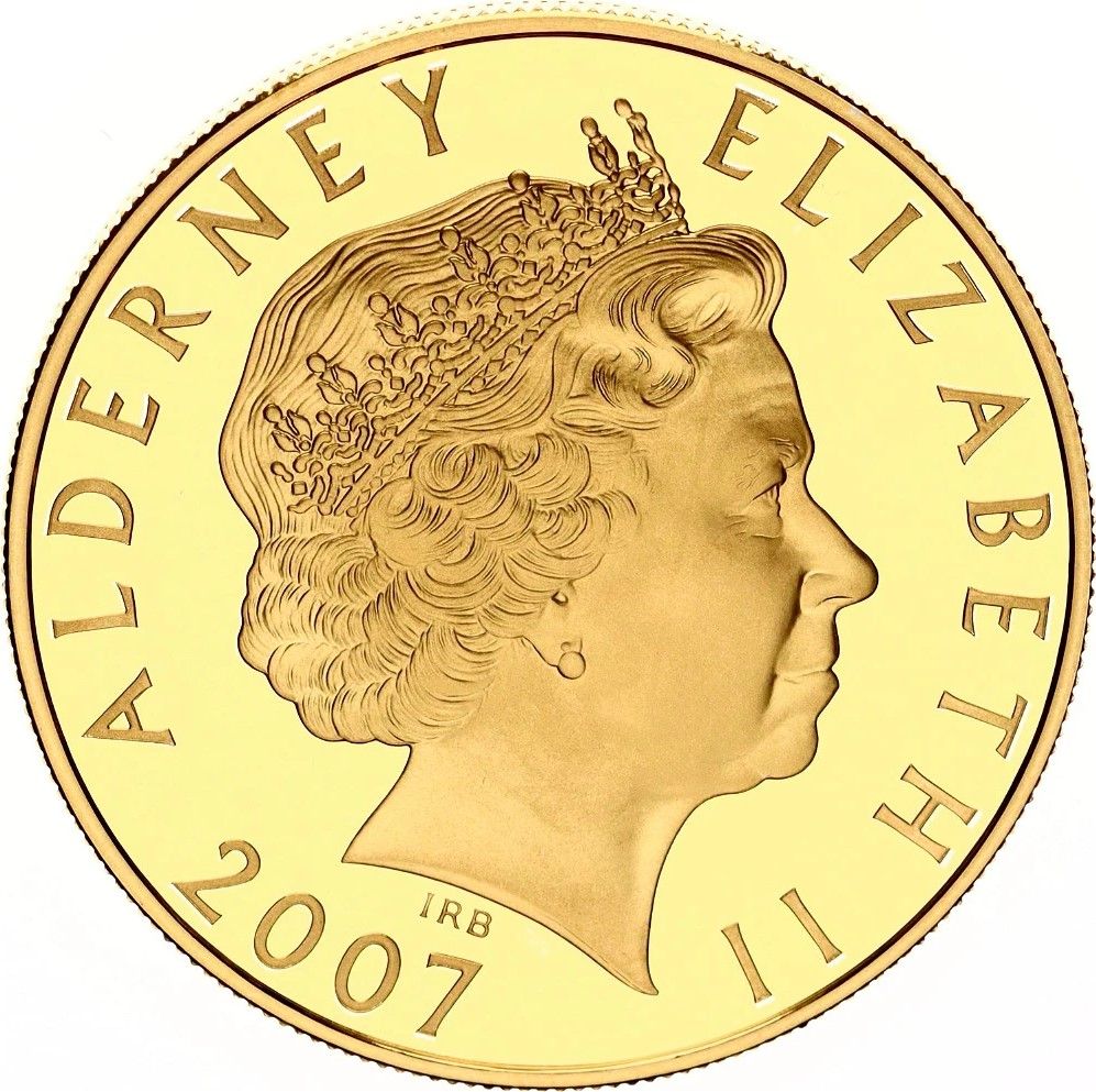Alderney 5 Pounds - Elizabeth II James II obverse