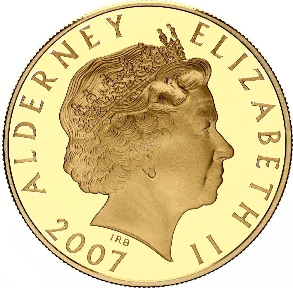 Alderney 5 Pounds - Elizabeth II William III obverse